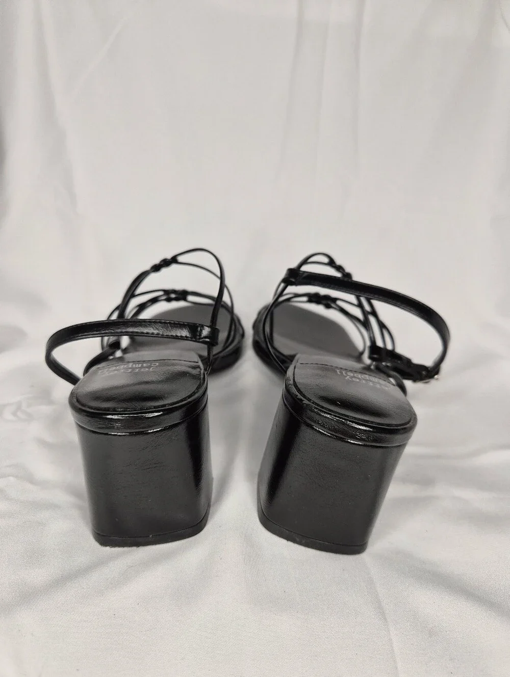 Jeffrey Campbell Black Strappy Knotted Square Toe Block Heel Sandals Size 8